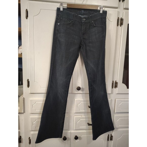 7 For All Mankind Women's Blue Denim Bootcut "A" Pocket Flared Jeans Size 26 - Picture 1 of 8